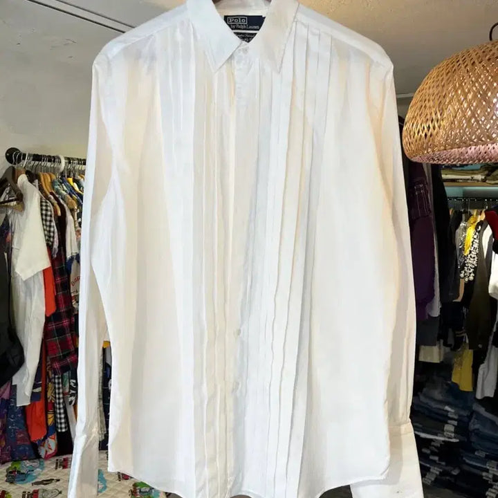 [BUNJANG] Polo Ralph Lauren Pin Tucked Dress Shirt / 폴로 랄프로렌 핀턱 드레스 셔츠