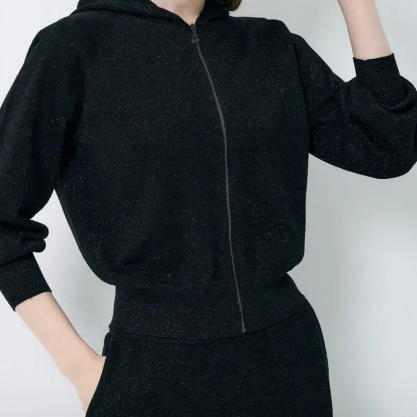[SOLD OUT] 한섬 랑방컬렉션 LANVIN 글리터 후드 집업가디건 블랙 타임마인오브제