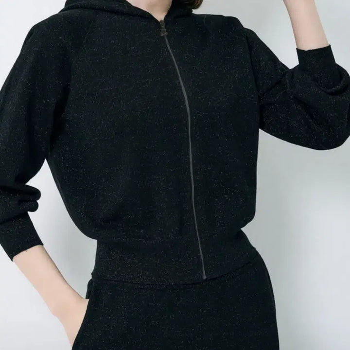 [SOLD OUT] 한섬 랑방컬렉션 LANVIN 글리터 후드 집업가디건 블랙 타임마인오브제