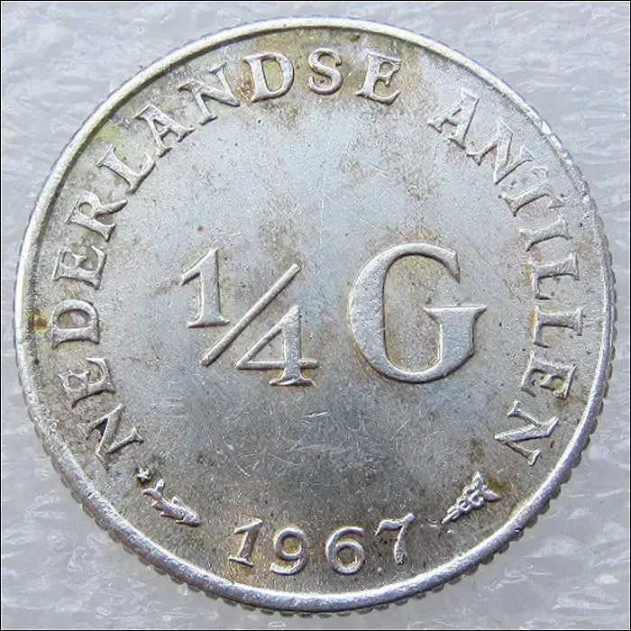 [BUNJANG] Netherlands Antilles 1967 1/4 Gulden Silver Coin / 네덜란드령 안틸레스 1967년 1/4굴덴 은화 (2517)