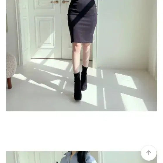 [BUNJANG] Avely Back Slit Midi Skirt / 에이블리 면접.하객.오피스룩 뒤트임 미디 기장 스커트