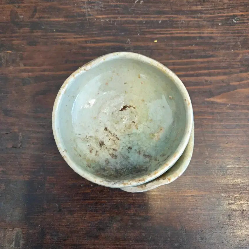 [BUNJANG] Joseon Dynasty Mid-Period Celadon Porcelain Crushed Cup / 골동품 경치가 좋은 조선시대 중기백자 찌글이잔