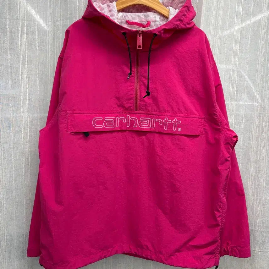 [BUNJANG] Carhartt WIP Script Windbreaker Pullover Anorak Pink / 칼하트 WIP 스크립트 윈드브레이커 핑크 풀오버 아노락