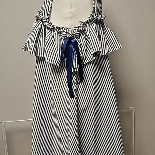 [BUNJANG] Stripe Long Sleeveless Dress / 어깨선이 예쁜 스트라이프롱 나시겸 원피스