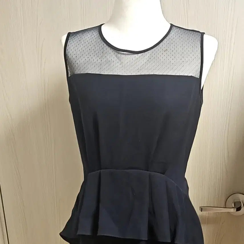 [BUNJANG] See-through Peplum Jumpsuit Black / 시스루 점프수트 페플럼 스타일