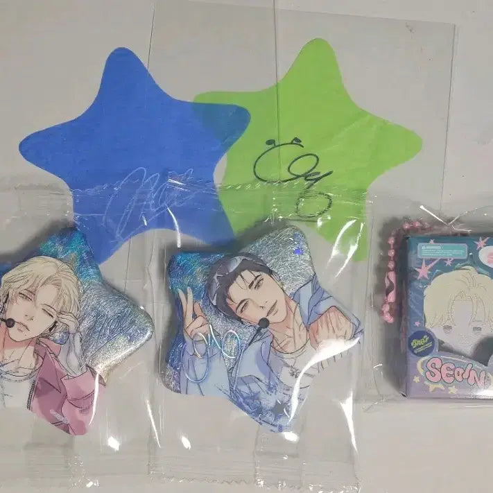 [BUNJANG] Resin Sparkles Backlight Can Badge Bboosiraegi Keyring + Signed Confetti Bundle Set / 레진 스파클즈 백라이트 캔뱃지 뽀시래기 키링 + 사인컨페티 일괄