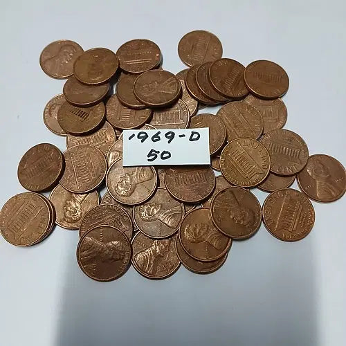 [BUNJANG] Lincoln Penny Collection: 1969 (50-Coin Roll) &amp; 1982 Small Date Copper (5 Coins) / 링컨페니 1969년 50개(1롤) + 1982년도 CU 3.1g 스몰테이트