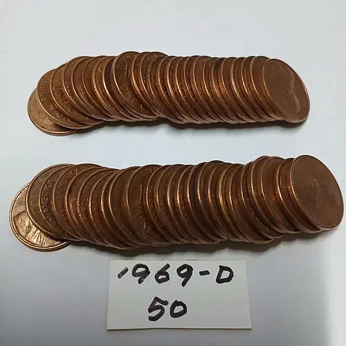 [BUNJANG] Lincoln Penny Collection: 1969 (50-Coin Roll) &amp; 1982 Small Date Copper (5 Coins) / 링컨페니 1969년 50개(1롤) + 1982년도 CU 3.1g 스몰테이트