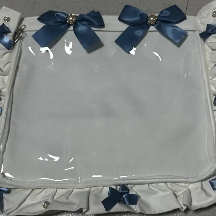 [BUNJANG] Jacomart A4 Frill Itabag White Limited Smoke Blue / 자카마트 A4 이타백 프릴 화이트 리미티드 스모크 블루