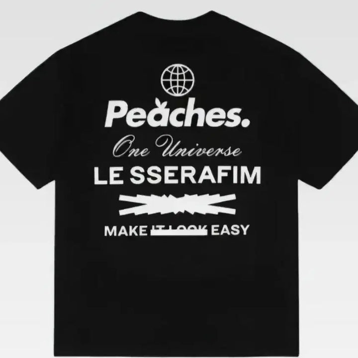 [BUNJANG] LE SSERAFIM Peaches Staple T-Shirt Black / 르세라핌 피치스 스테이플 반팔 블랙 티셔츠