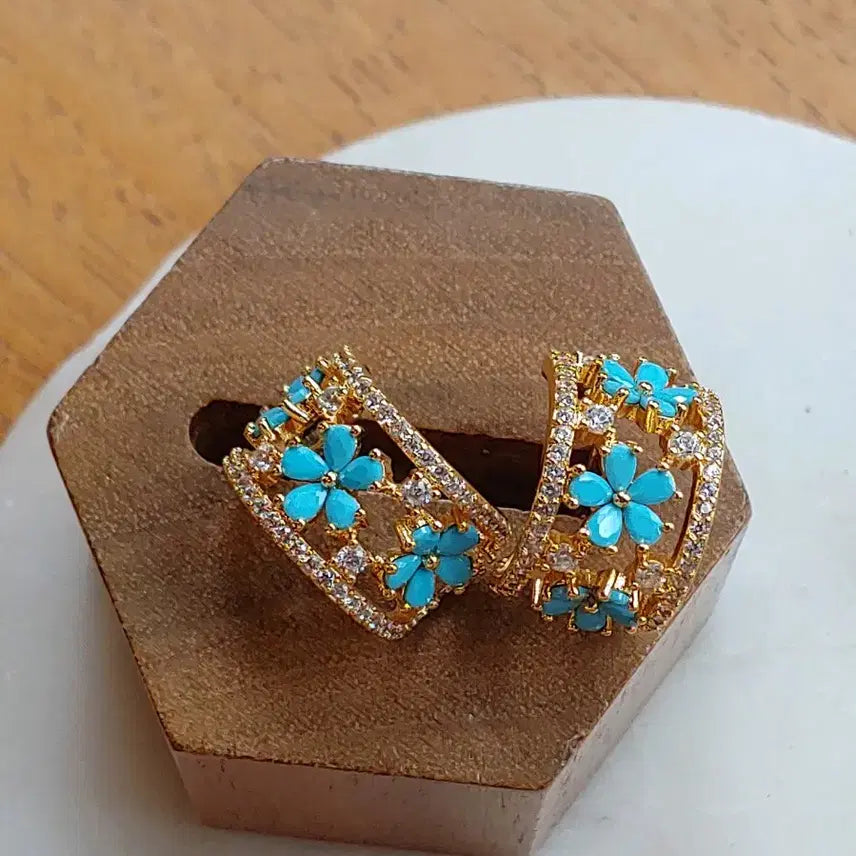 [BUNJANG] Turquoise Raw Stone Earrings Sterling Silver 925 New / 터키석 원석 귀걸이 은925 새상품