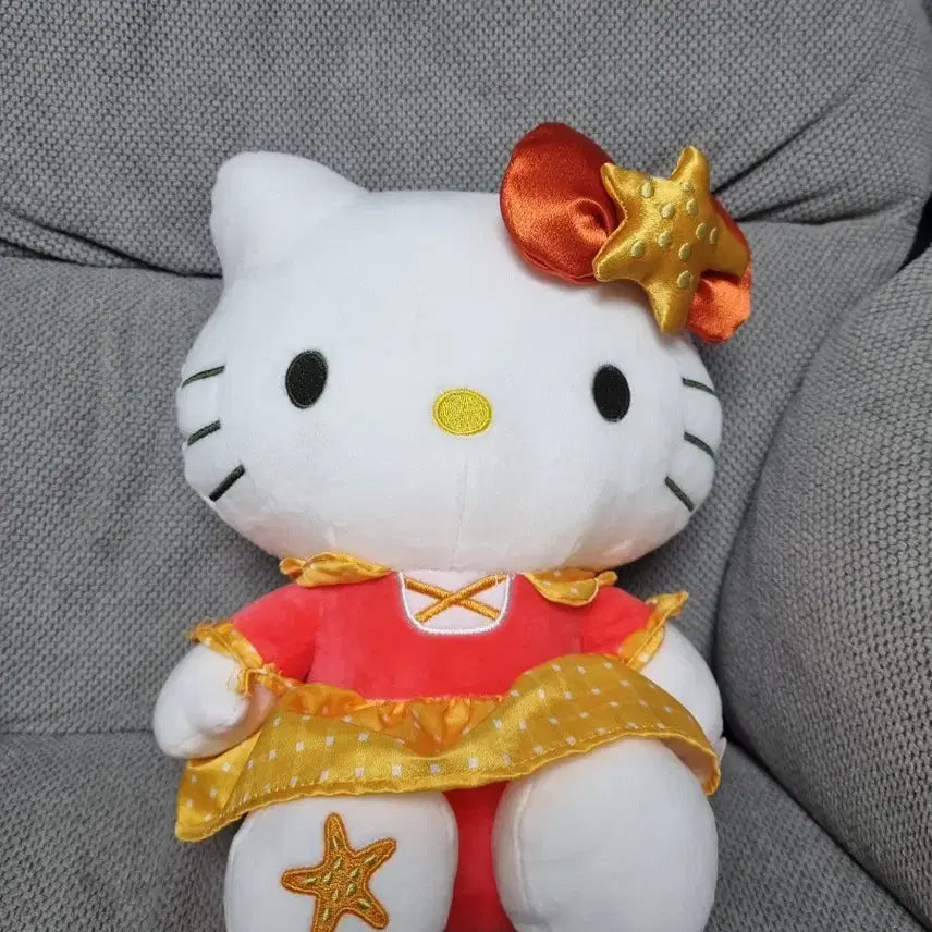 [BUNJANG] Hello Kitty Orange Dress Medium Plush / 헬로키티 인형 오렌지원피스 중형인형