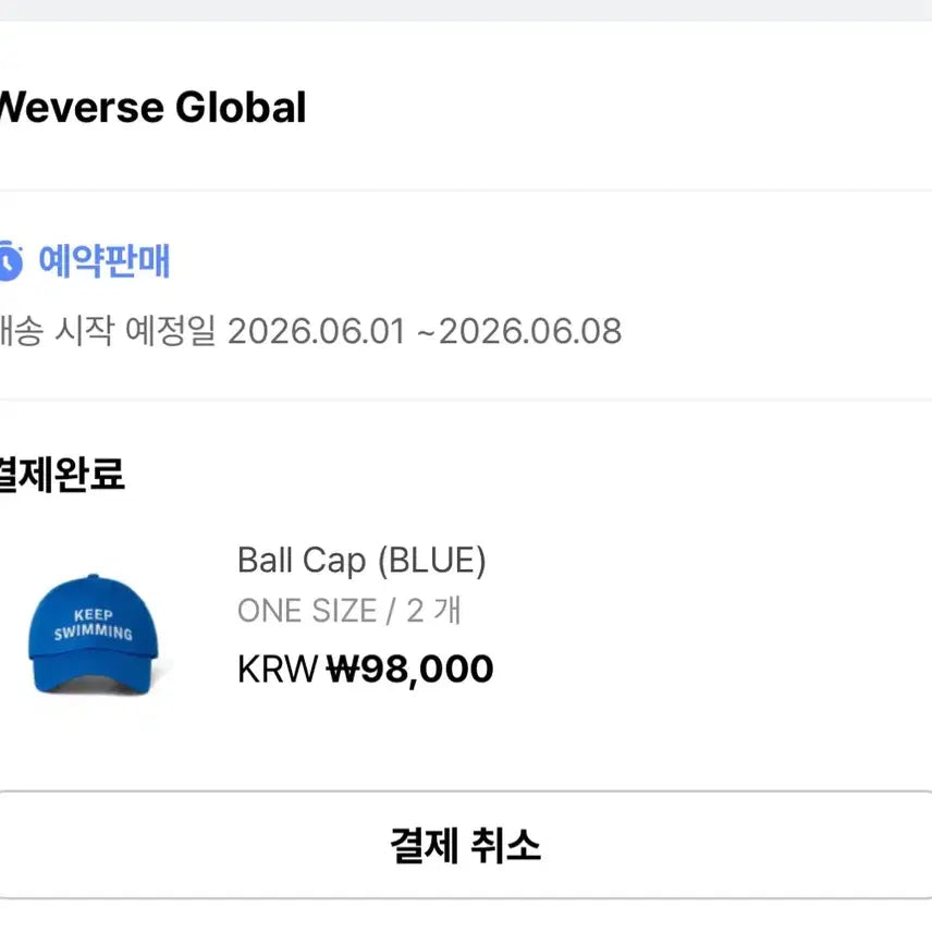 [SOLD OUT] 방탄 스윔 SWIM 볼캡 Ball Cap 2개 양도