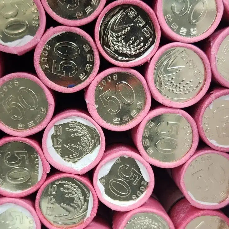 [BUNJANG] Bank of Korea 2008 50 Won Coin Roll (Uncirculated, Sealed) / 한국은행 , 미사용 2008년 50원 주화 롤 (미개봉)