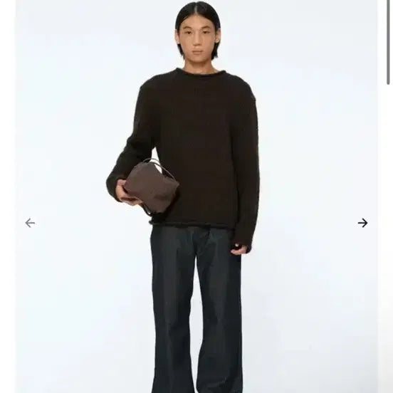[BUNJANG] Amomento Hairy Slub Pullover Knit Brown M / 아모멘토 헤어리 슬럽 풀오버 니트 브라운 M