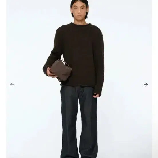 [BUNJANG] Amomento Hairy Slub Pullover Knit Brown M / 아모멘토 헤어리 슬럽 풀오버 니트 브라운 M