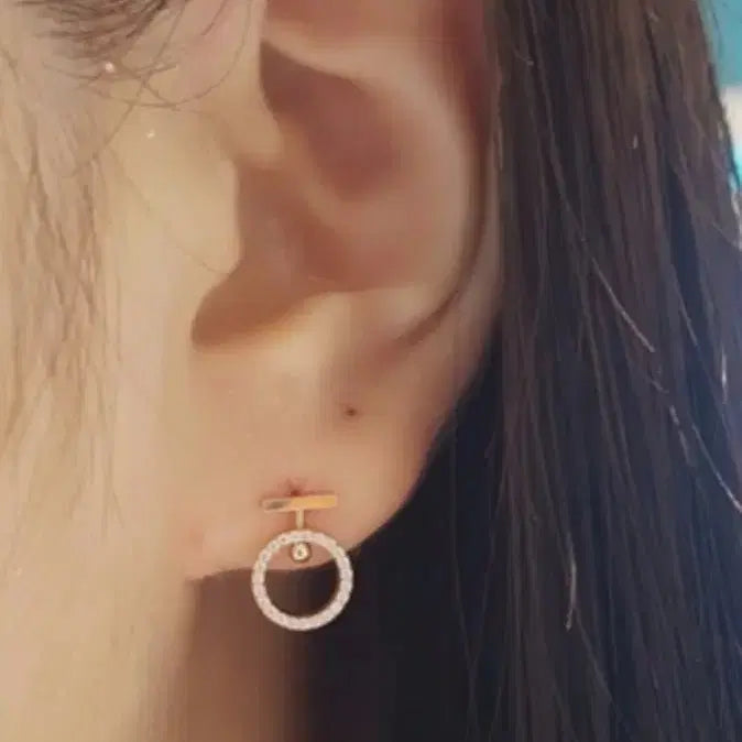 [BUNJANG] Stonehenge 14K Rose Gold Double-Sided Earrings / 스톤헨지 14K 로즈골드 전지현 귀걸이