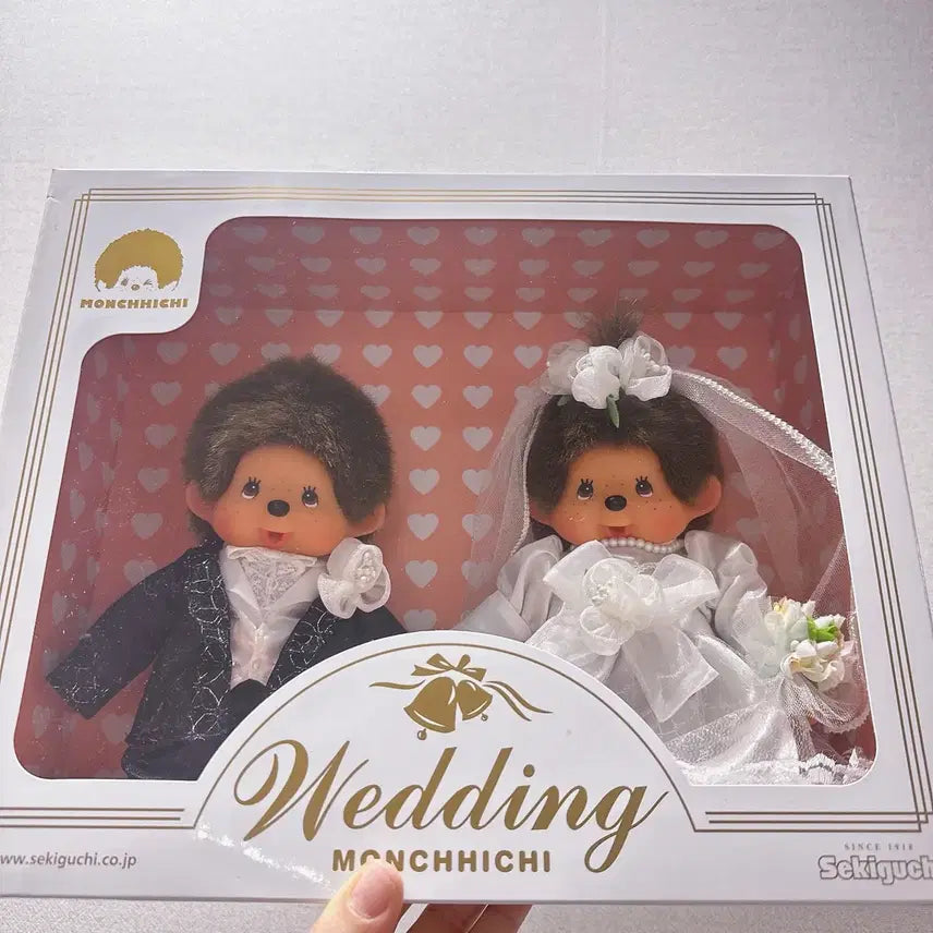 [BUNJANG] Authentic Monchhichi Wedding Doll Set / 정품 몬치치 웨딩 인형 세트