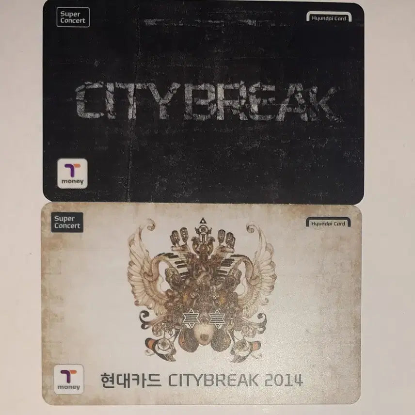 [BUNJANG] Hyundai Card City Break Super Concert T-Money Transportation Card Set (2 Types) / 현대카드 시티브레이크 슈퍼콘서트 티머니 교통카드 사용제 2종 팝니다