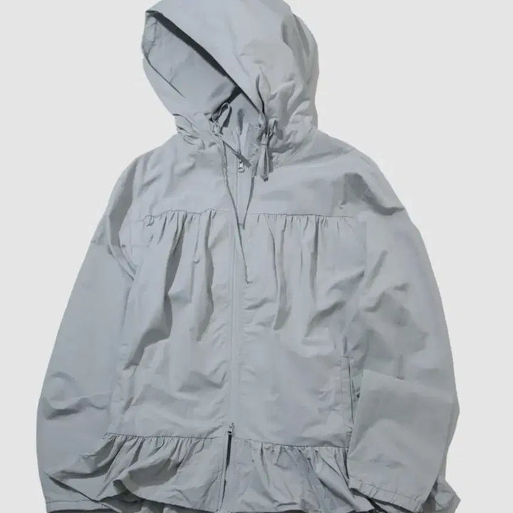 [BUNJANG] PLACE STUDIO Shirring Essential Frill Hem Windbreaker Hoodie Jacket - Mint / 플레이스 스튜디오 셔링 에센셜 밑단 프릴 윈드 브레이커 후드 자켓 민트