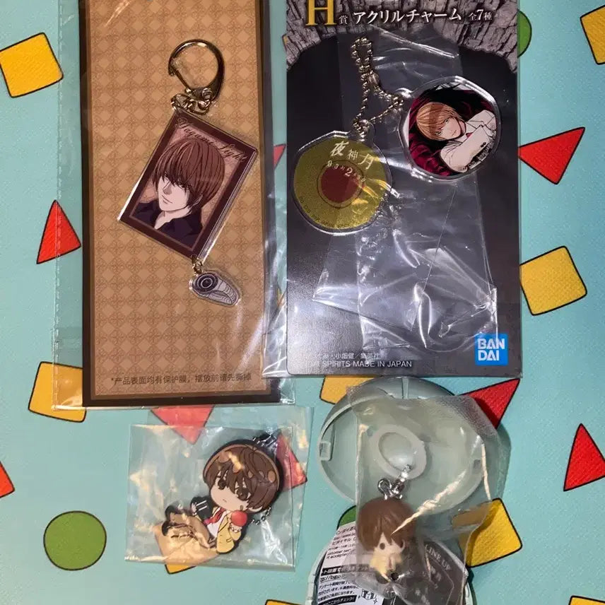 [BUNJANG] Death Note Light Yagami Acrylic Keyring &amp; Rubber Strap Bundle Set / 데스노트 야가미 라이토 아크릴 키링 러버 스트랩 제일복권 H상 메지루시