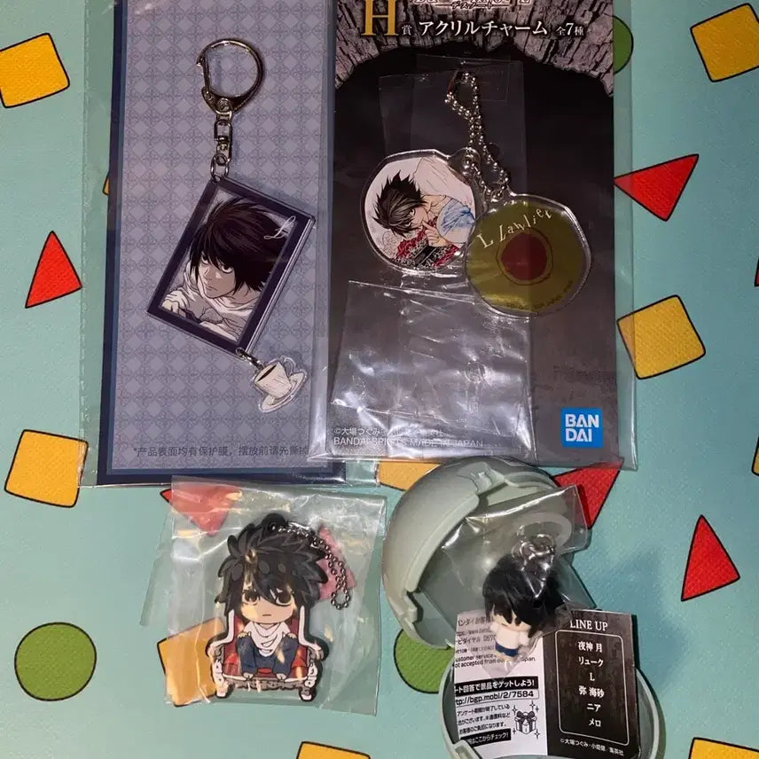 [BUNJANG] Death Note L Acrylic Keyring &amp; Rubber Strap Set / 데스노트 엘 아크릴 키링 러버 스트랩 제일복권 H상 메지루시