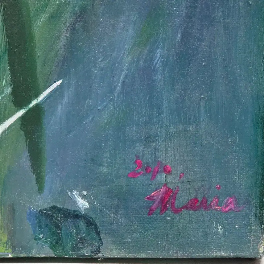 [BUNJANG] Lee Maria "Untitled" (Floral Still Life) 2010 Oil Painting on Canvas (8F) / 서양화가 (이마리아)화백  꽃 그림 유화 8호(F) (카라, 아이리스)
