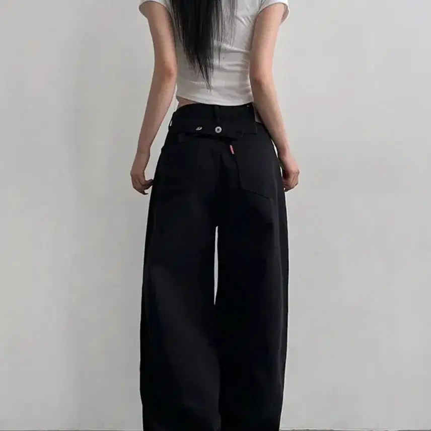 [BUNJANG] Beige Zoo Wide Black Denim Pants / 베이지수 와이드 블랙 데님팬츠