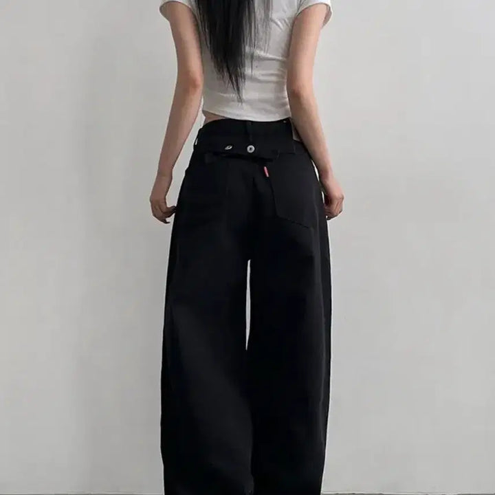 [BUNJANG] Beige Zoo Wide Black Denim Pants / 베이지수 와이드 블랙 데님팬츠
