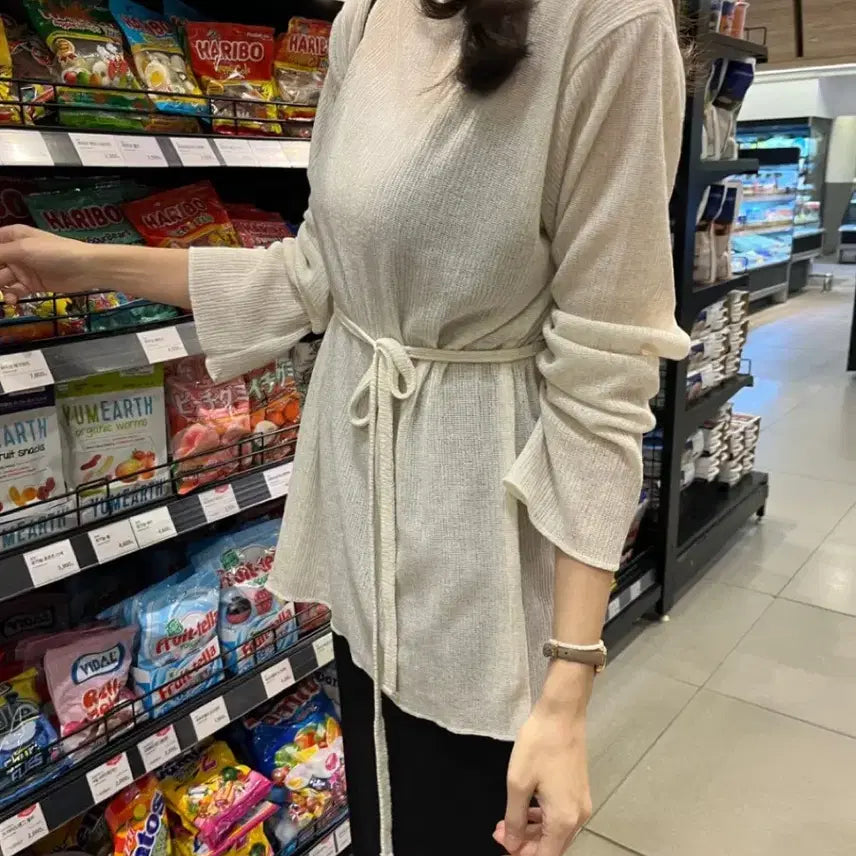[BUNJANG] Linen See-Through Knit New / 린넨 시스루니트 새상품