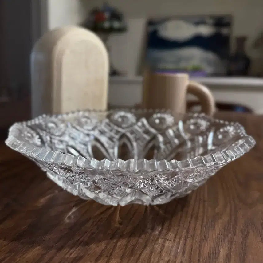 [BUNJANG] Large Crystal Ball Fruit Basket Vintage European Interior Object / [이번주까지만 판매] 미국 앤틱 대형 크리스탈볼 인테리어 유리 오브제 과