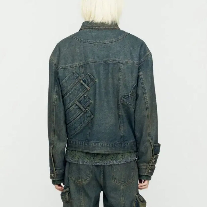 [BUNJANG] Andersson Bell Waist Band Denim Jacket Amigreen L / 앤더슨벨  웨이스트 밴드  데님 자켓  아미그린 L