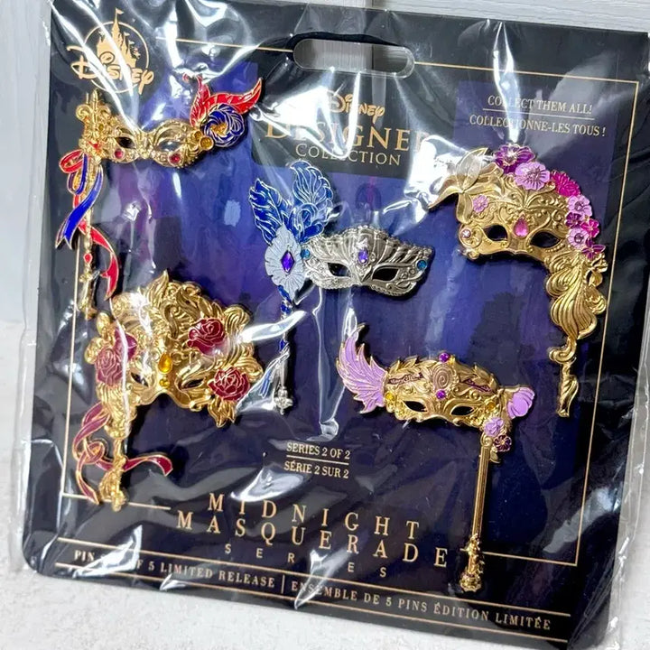 [BUNJANG] Disney Princess Midnight Masquerade Mask Version Pin Badge Set of 5 / 레어) 디즈니 프린세스 미드나잇 마스커레이드 가면버전 핀뱃지 5종 세트