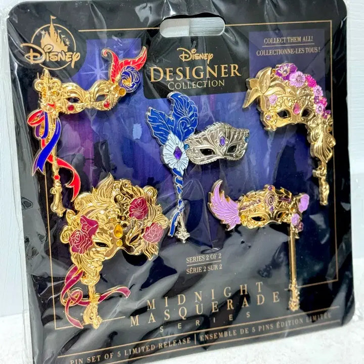 [BUNJANG] Disney Princess Midnight Masquerade Mask Version Pin Badge Set of 5 / 레어) 디즈니 프린세스 미드나잇 마스커레이드 가면버전 핀뱃지 5종 세트