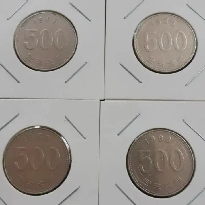 [BUNJANG] 1988 500 Won Coin Bundle Set / 1988년 500원주화 4개일괄.한국은행 주화 화폐 동전 옛날돈