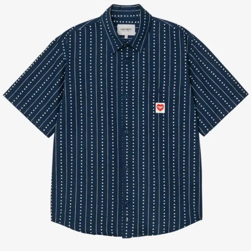 [BUNJANG] Carhartt WIP S/S Drewe Shirt Heart C Pinstripe Ink/Natural XL / 칼하트WIP 반팔 셔츠