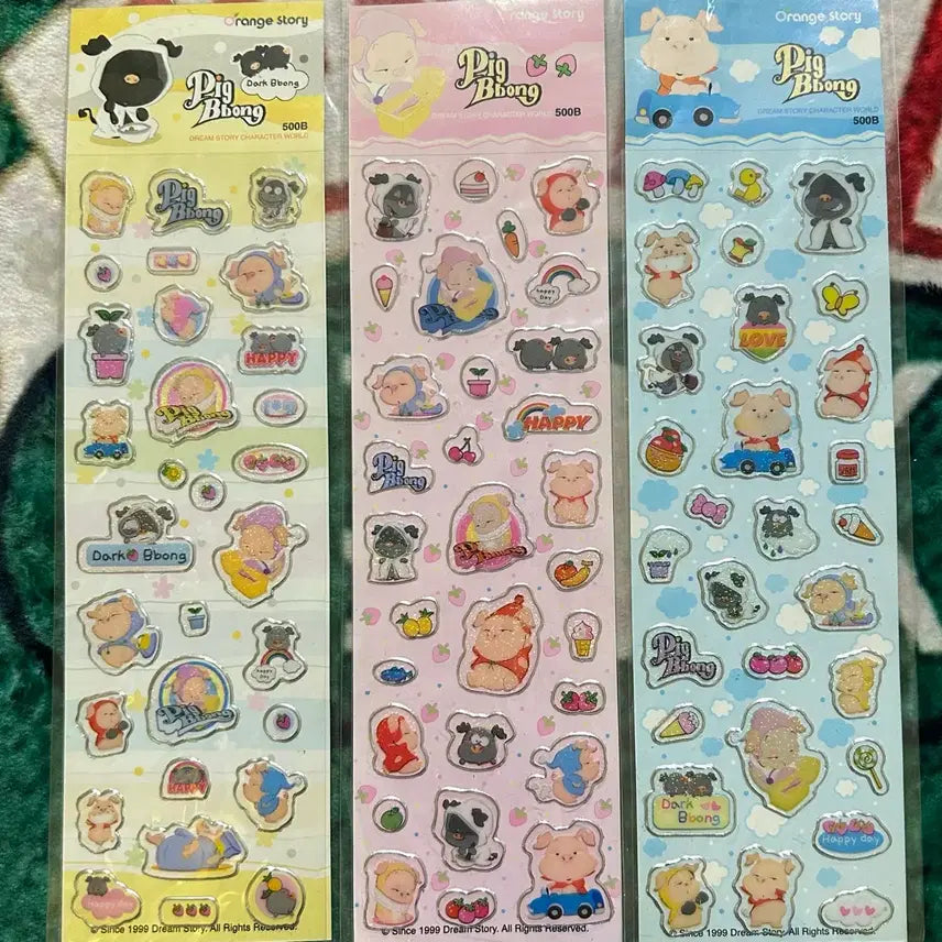 [BUNJANG] Orange Story Pig Pong Hologram Sticker Bundle Set / 고전문구 오렌지스토리 피그뽕 피그뿡 홀로그램 스티커 일괄