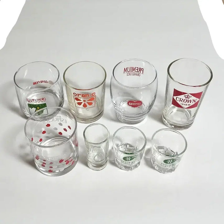 [BUNJANG] Vintage Glass Cups - Samyook Soy Milk, Orangci, Del Monte, Crown, Julia, Chivas / 삼육두유 오란씨 델몬트 옛날 유리컵 유리잔 빈티지 레트로 카페 90년대