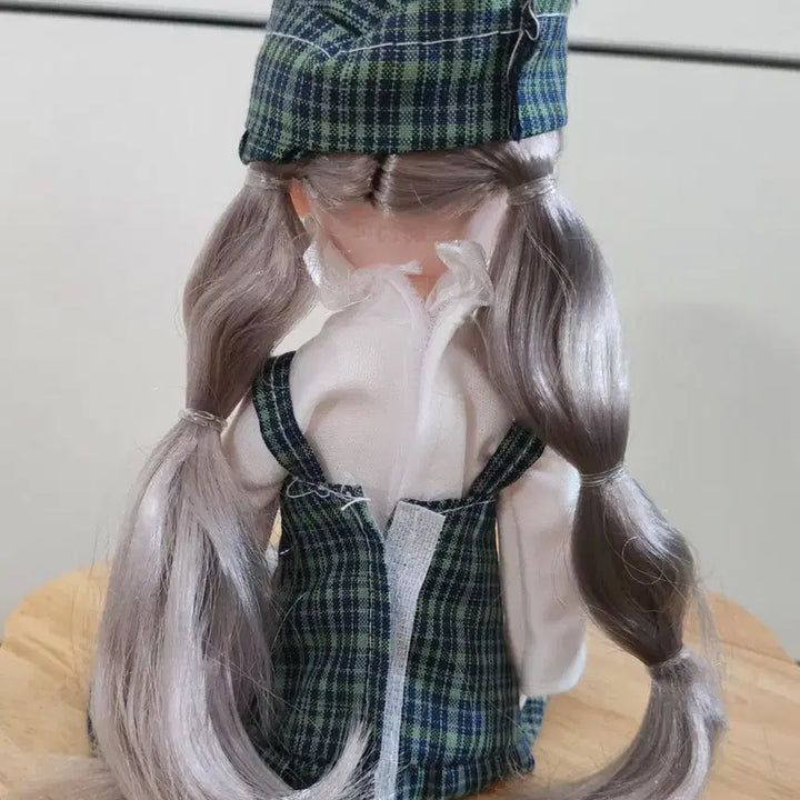 [BUNJANG] Ball Jointed Doll with Silver Hair and Overalls Skirt / 구체관절인형