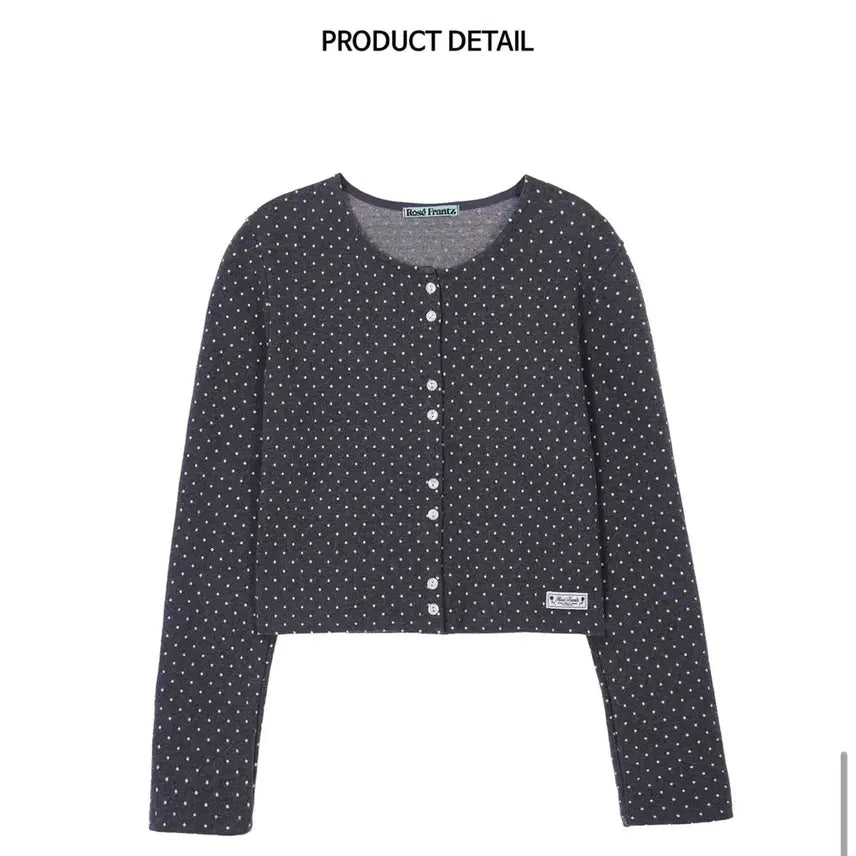 [BUNJANG] Rose Franz Dot Button Cropped Cardigan / 로제프란츠 도트 버튼 가디건