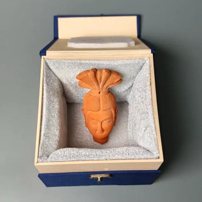 [BUNJANG] Northern and Southern Dynasties Period Excavated Terracotta Female Figure Head Antique Buddhist Sculpture / [진품] 남북조 시기 출토품 적토 여인상 불두 고미술품 골동품 불상