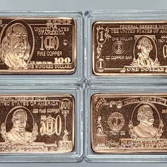 [BUNJANG] Copper Bar Dollar Design Set (4 pieces) / 구리바  각 1온스 달러 디자인           (4개 1세트)