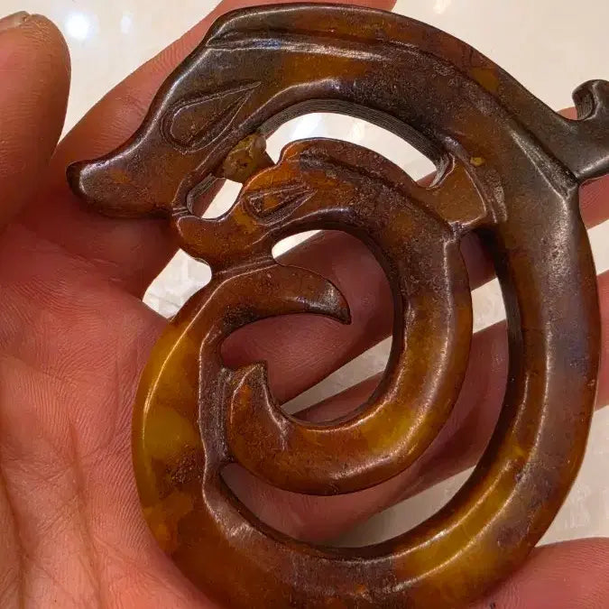 [BUNJANG] Hongshan Culture Jade Dragon Mother Sculpture / 고옥에강옥 홍산문화옥 시룡모성애 0527