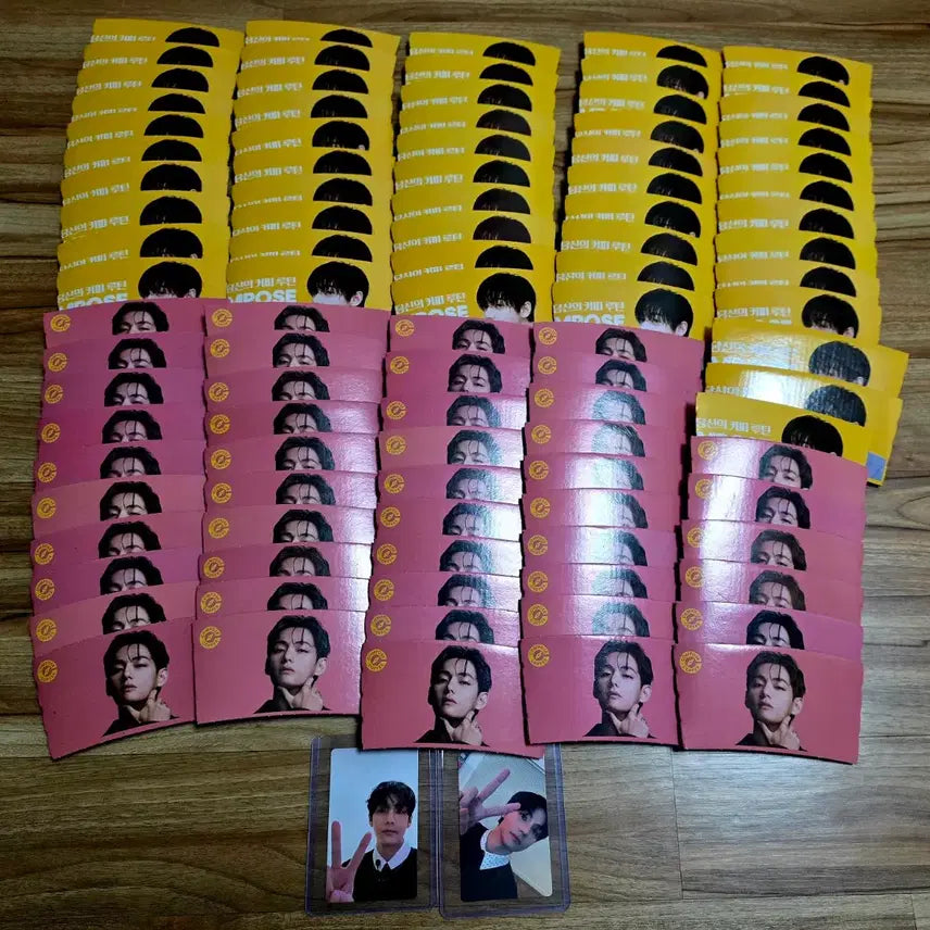 [BUNJANG] BTS V Compose Cup Holder Bundle Set / BTS V 뷔 컴포즈 컵홀더 99개 아리랑 태형 포카 일괄
