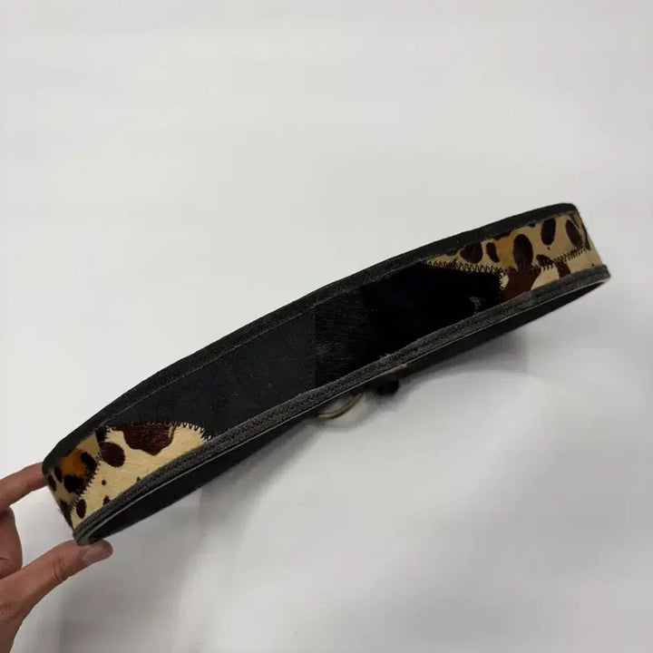 [BUNJANG] Vintage Western Leopard Patchwork Hair-On Leather Belt / 빈티지 웨스턴 레오파드 패치워크 헤어온 레더 벨트