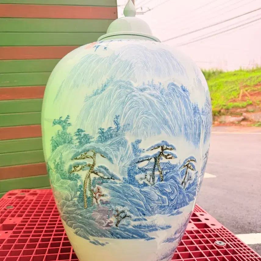 [BUNJANG] Seolbong Park Chanjong Extra Large Celadon Vase / 설봉 박찬종 초대형도자기,높이약82cm,둘레약151cm