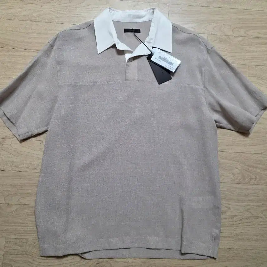 [BUNJANG] JILLSTUART NEW YORK Linen Blend Collar T-Shirt Beige L (105) / 질스튜어트뉴욕 린넨 혼방 카라 티셔츠 L 105 정가 32만원 베이지