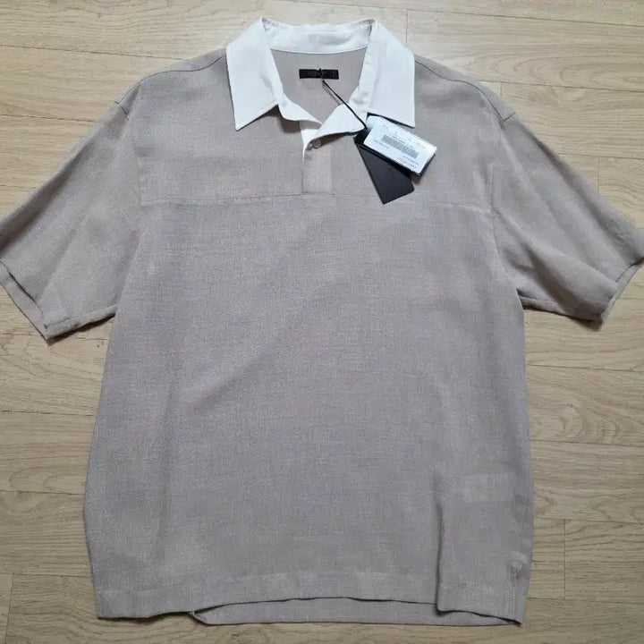 [BUNJANG] JILLSTUART NEW YORK Linen Blend Collar T-Shirt Beige L (105) / 질스튜어트뉴욕 린넨 혼방 카라 티셔츠 L 105 정가 32만원 베이지