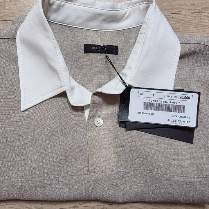 [BUNJANG] JILLSTUART NEW YORK Linen Blend Collar T-Shirt Beige L (105) / 질스튜어트뉴욕 린넨 혼방 카라 티셔츠 L 105 정가 32만원 베이지