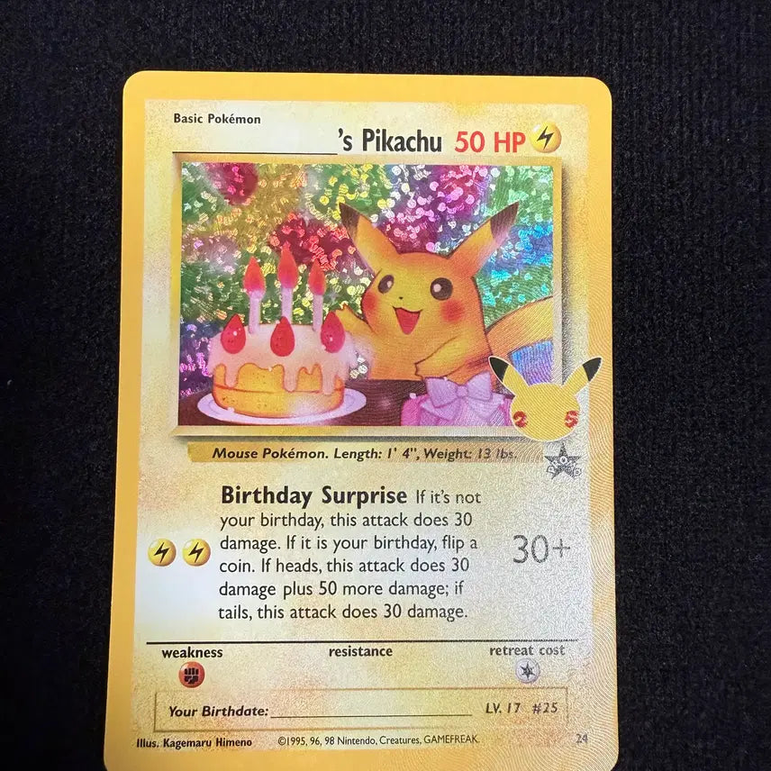 [BUNJANG] Pokemon Pikachu Birthday Promo North American Edition Trading Card / 포켓몬카드 생일 피카츄 프로모 북미판